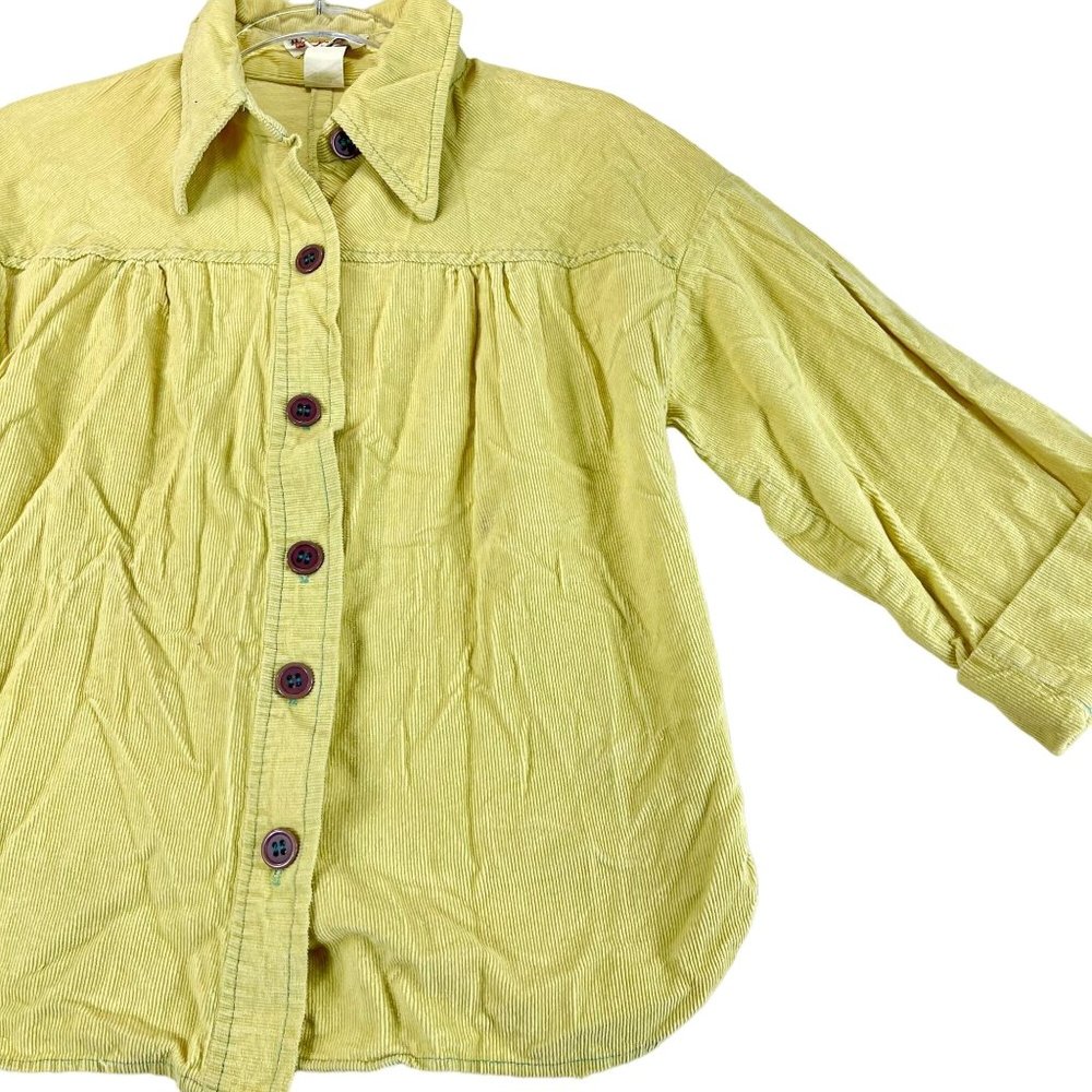 Vintage PECK & PECK Womens M* Yellow Corduroy Dagger Collar Button Down Shirt
